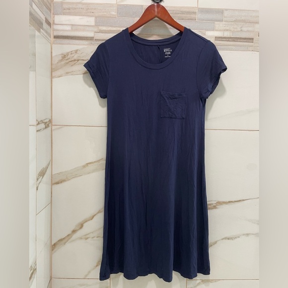 Market & Spruce Navy Short Sleeve Pocket T-Shirt Dress | Size M - Picture 4 of 9